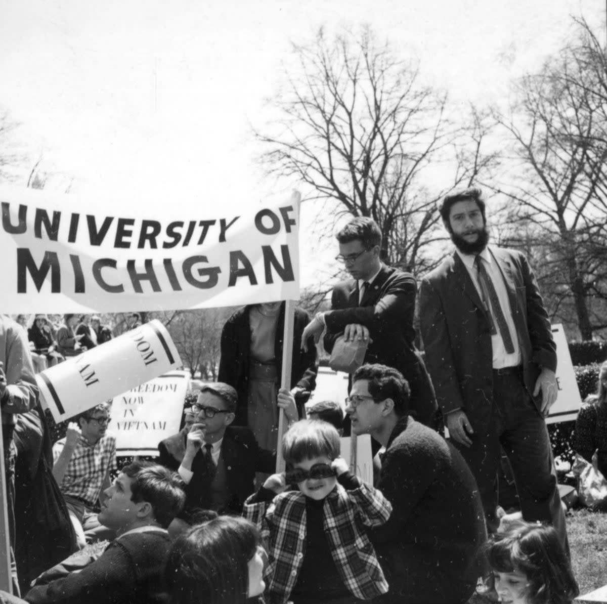 Student protest has a long history in the US, from the civil rights movement to demonstrations on campus against the Vietnam War (Getty Images)