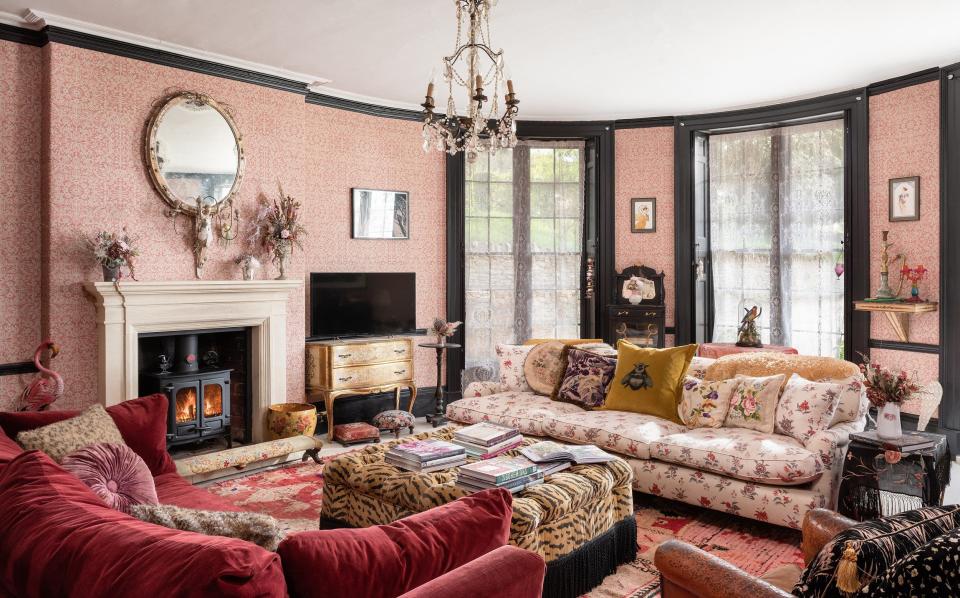 Pearl Lowe's property features quirky objects and maximalist chandeliers