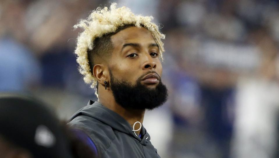 Odell Beckham Jr. could do little but watch on Sunday night. (AP)<br>