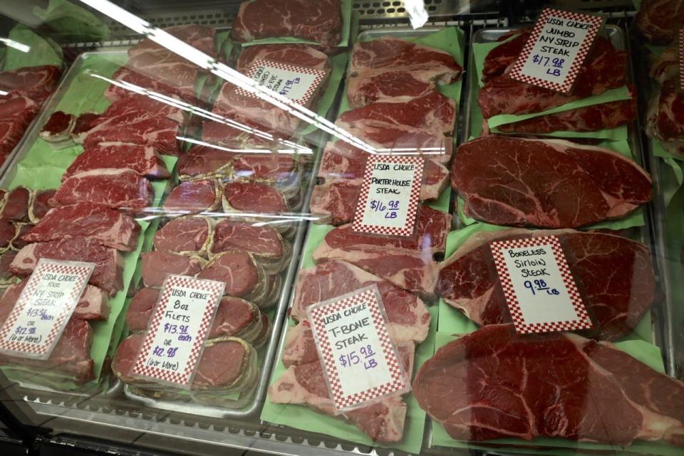 Various cuts of beef are displayed at Pinnon's Foods, 2324 N. Court St., on Wednesday, April 28, 2021.