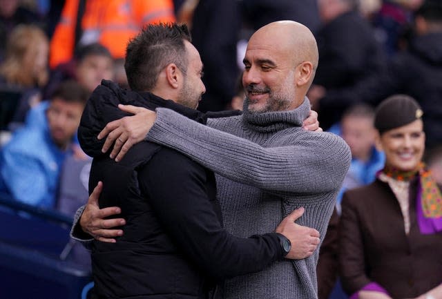 Pep Guardiola (right) is a big admirer of Roberto de Zerbi (left).