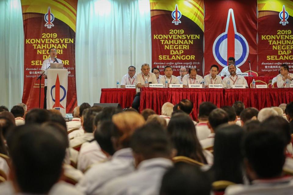 DAP secretary-general Lim Guan Eng speaks during the 2019 Selangor DAP Convention at the Dewan Civic MBPJ, Petaling Jaya November 10, 2019. — Picture by Yusof Mat Isa