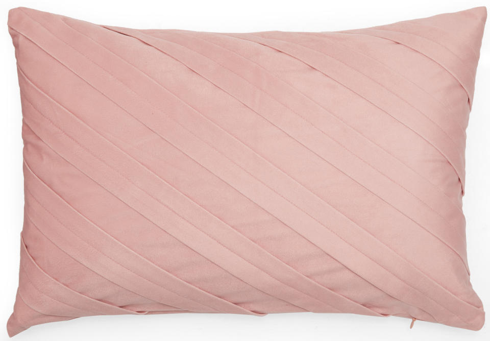 MoDRN Glam Blush Pleated Velvet Oblong Decorative Throw Pillow (Photo: Walmart)