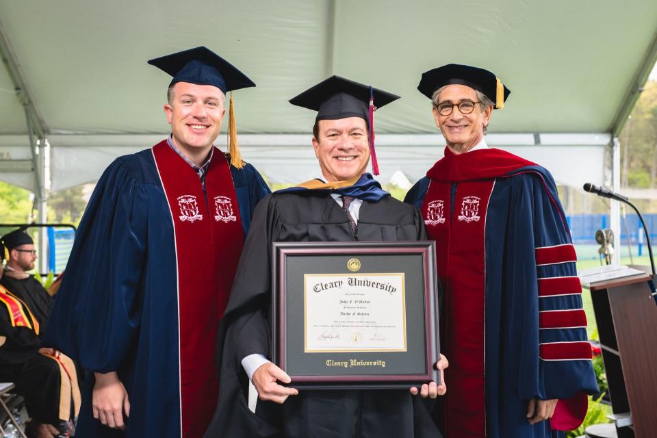 Cleary University extended an honorary doctorate degree to John O’Malley, president of Trinity Health Livingston, on Saturday, May 4.
