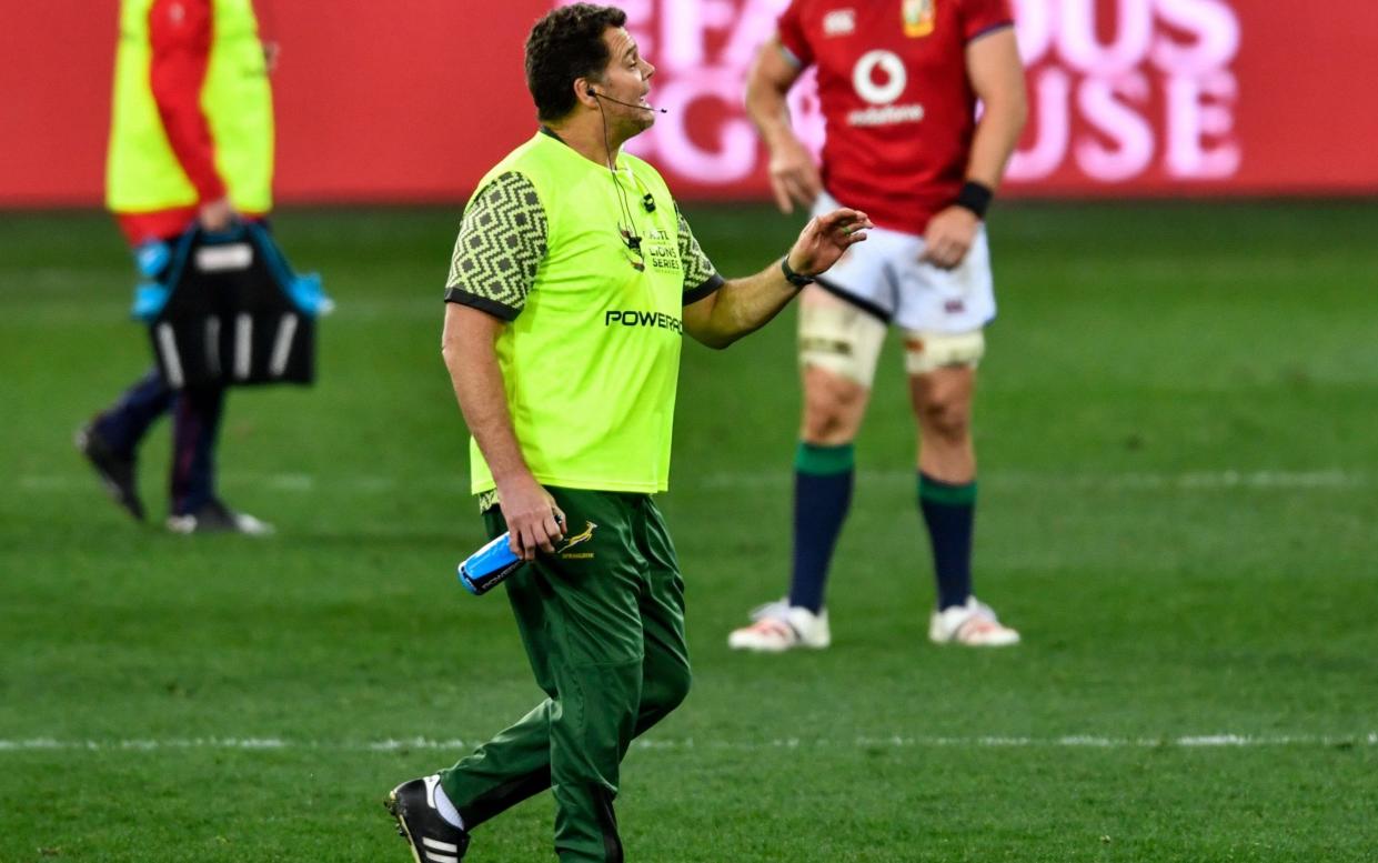 Rassie Erasmus on the pitch for South Africa - SPORTSFILE