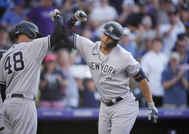 Stanton's 4th homer in 4 games powers Yankees over Rockies 4-3, Donaldson  hurt again