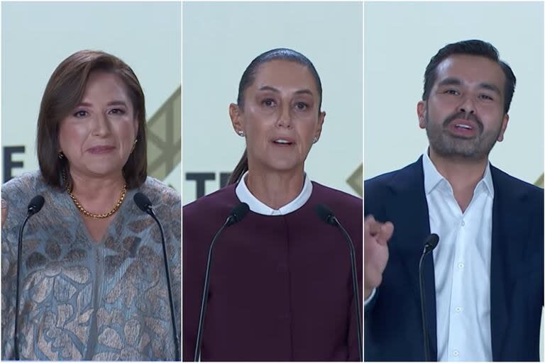 Xóchitl Gálvez Ruiz, Claudia Sheinbaum Pardo y Jorge Álvarez Máynez, candidatos presidenciales mexicanos
