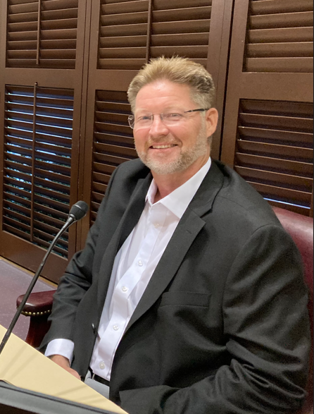 Royce Olen Johnson, an independent for Rutherford County mayor, poses Tuesday (June 28, 2022) before responding to mayor candidate forum questions at the Rutherford County Courthouse.