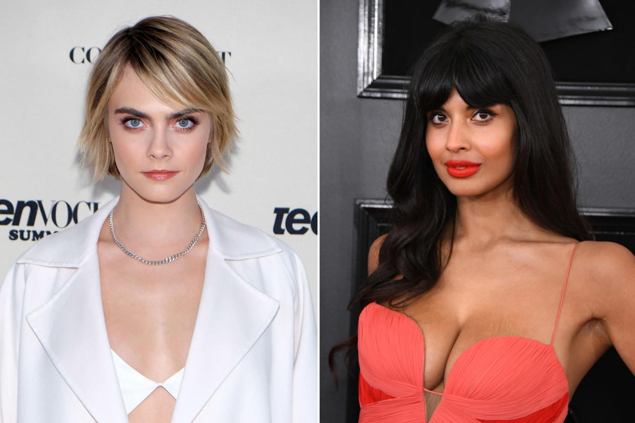 Cara Delevingne (links) kritisiert Jameela Jamil für ihre Kritik an Karl Lagerfeld. (Bilder: Getty Images)