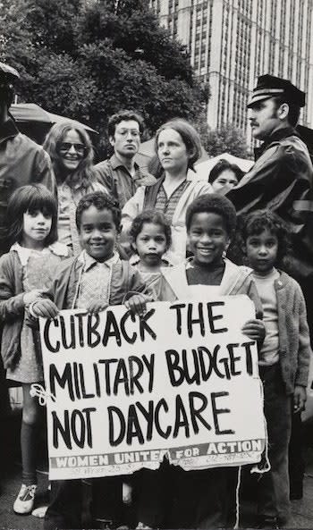 Children played a highly visible role in demonstrations for affordable child care in New York City. Photo by Bettye Lane, August 20, 1974.