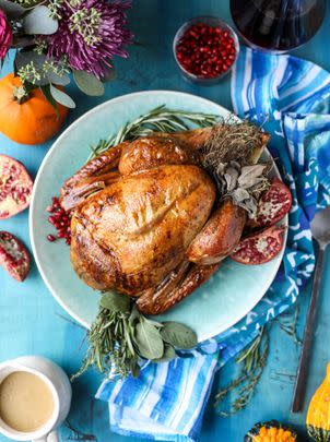 Butter Drenched and White Wine Roasted Turkey with Perfect Gravy