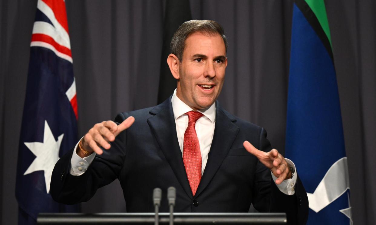 <span>Australian treasurer Jim Chalmers. The budget surplus is now expected to be twice as large at $18.2bn.</span><span>Photograph: Lukas Coch/AAP</span>