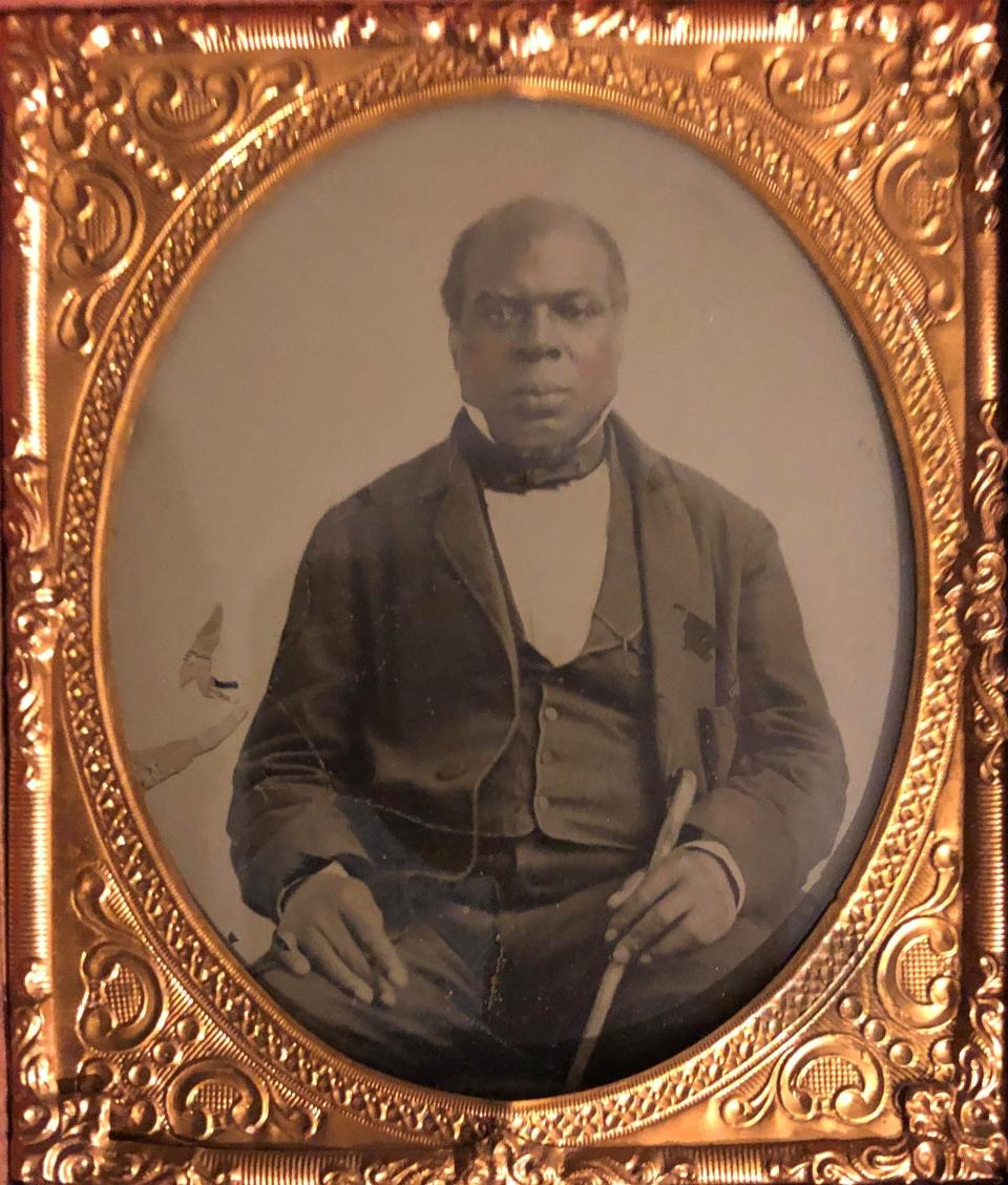 Michael Helfrich is investigating whether this ambrotype shows Underground Railroad operator Samuel Berry taken by Glenalvin Goodridge. The home of Samuel Berry and his wife, Mariam, near Shrewsbury served as an Underground Railroad station.