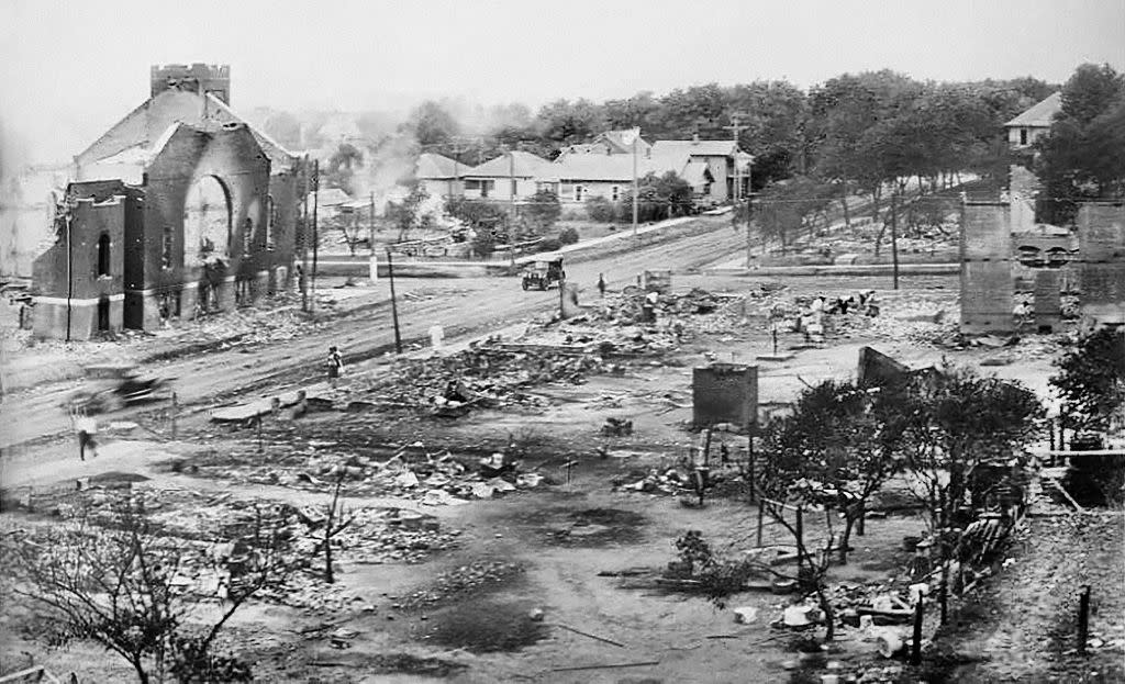 Part of Greenwood District burned in Race Riots, Tulsa, Oklahoma, USA, June 1921