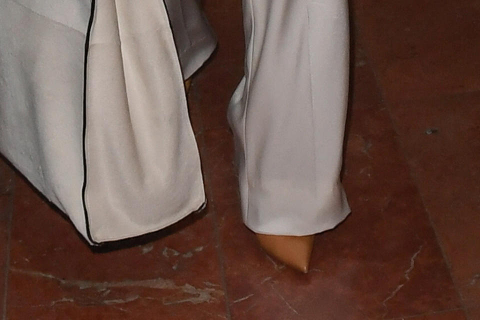 A close-up look at Priyanka Chopra’s nude heels. - Credit: Splash News