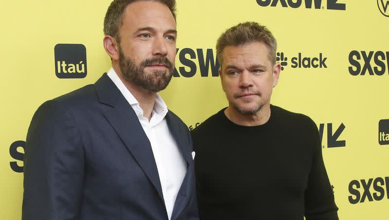 Ben Affleck, left, and Matt Damon arrive for the world premiere of “Air” at the Paramount Theatre during the South by Southwest Film & TV Festival on Saturday, March 18, 2023, in Austin, Texas.