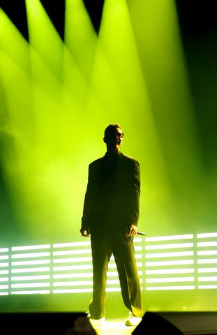 <p>Kevin Mazur/Getty</p> Justin Timberlake performs in Vancouver on April 29, 2024