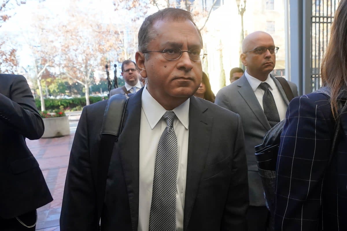Ramesh ‘Sunny’ Balwani, the former lover and business partner of Theranos CEO Elizabeth Holmes, arrives at federal court last year. (Associated Press)