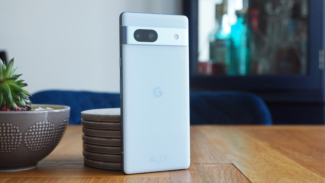  The Google Pixel 7a viewed from the back. 