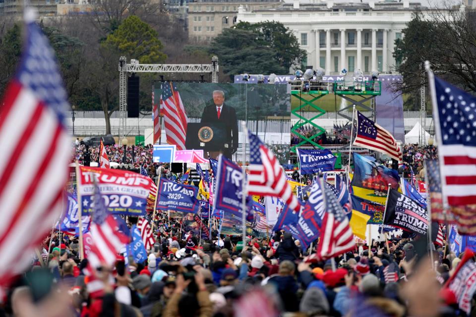 President Donald Trump speaks during the Jan. 6, 2021 rally in Washington, D.C., that preceded the Capitol attack.