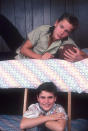 American actors Joaquin and River Phoenix in the bunk bed they shared at their home in Los Angeles, California, US, circa 1985. (Photo by Dianna Whitley/Getty Images)