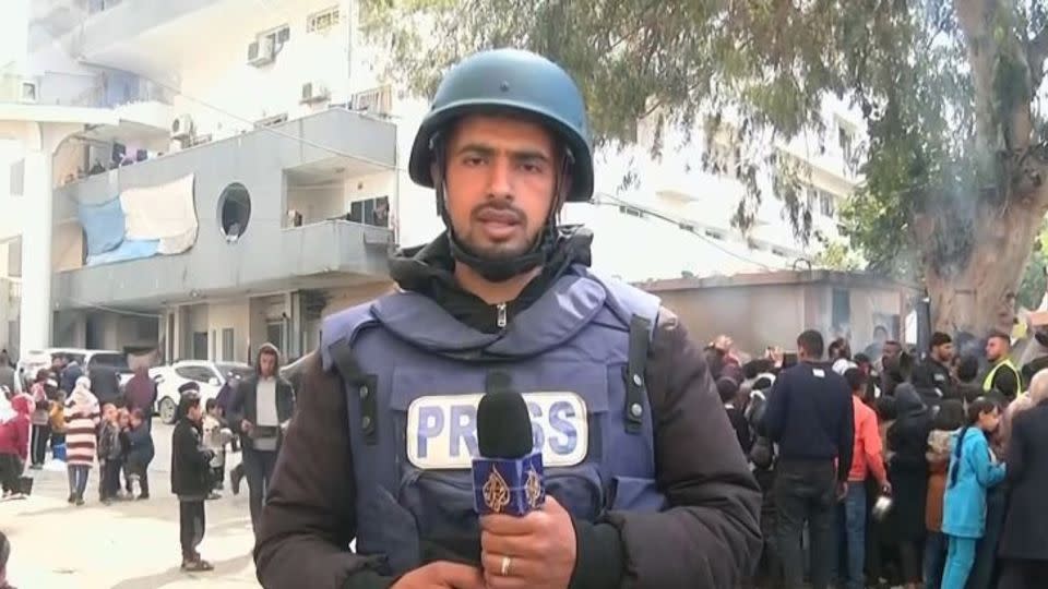 Al Jazeera Arabic reporter Ismail Al-Ghoul said he and his team were detained by Israeli forces at Al-Shifa for 12 hours, stripped and blindfolded, after the IDF besieged the complex on Monday. - Al Jazeera