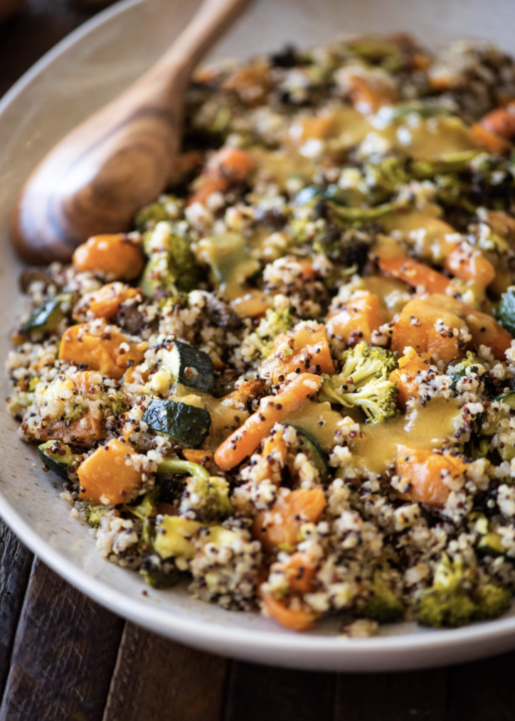 Warm Quinoa Roasted Veggie Salad