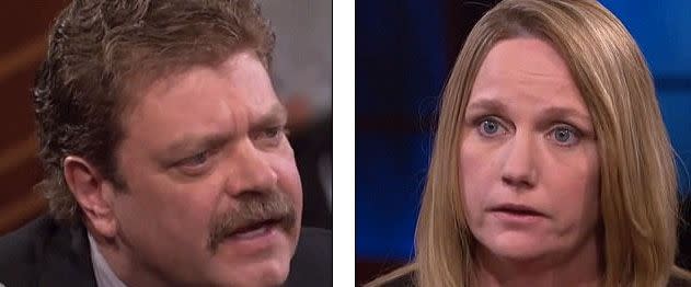 Mark Redwine and his ex-wife, Elaine, face off on Dr Phil, accusing each other over their son's death. Source: CBS