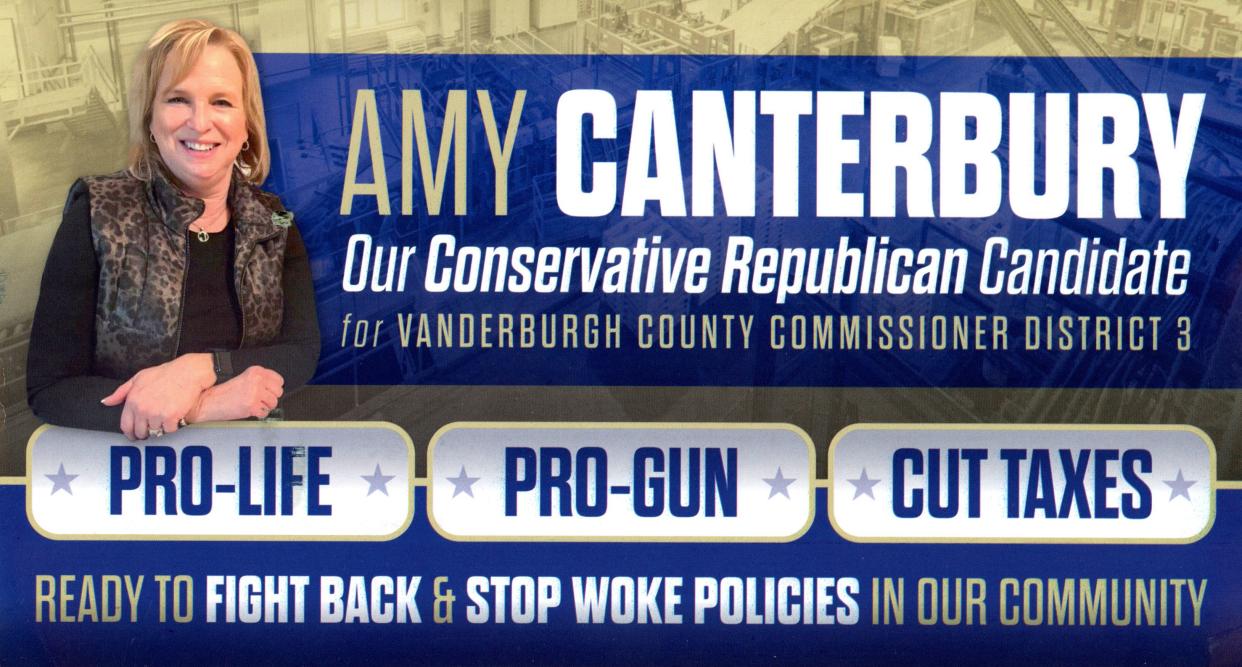Amy Canterbury for Vanderburgh County Commissioner District 3 mailer.