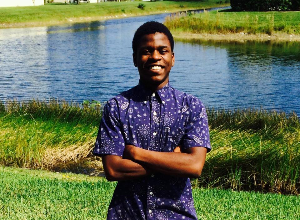 Damon Weaver near his home in Royal Palm Beach. The Royal Palm Beach senior grabbed the national spotlight by interviewing President Barack Obama and other popular figures while a student at Kathryn E. Cunningham//Canal Point Elementary.