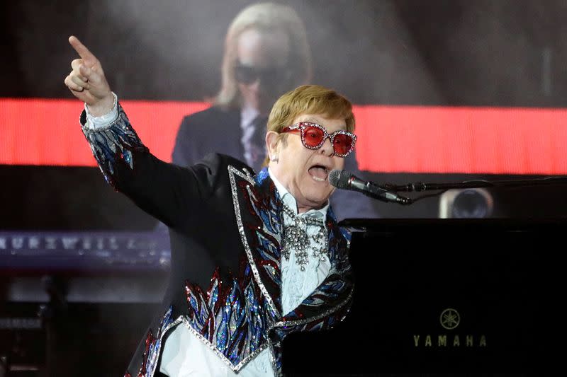 FILE PHOTO: Elton John wraps up the U.S. leg of his ‘Yellow Brick Road’ tour in Los Angeles