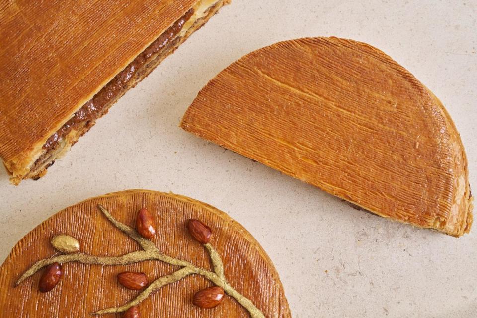 PHOTO: The 2024 Galette des Rois, or King's Pie, made with almond frangipane, praline and candied almond. (Lysée)