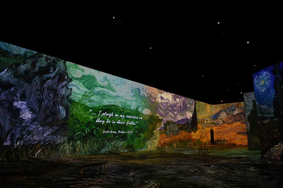 Beyond Van Gogh: The Immersive Experience awaits visitors during a media preview day on Monday, May 23, 2022. The exhibit allows visitors to step into projections of Vincent Van Gogh's works and learn about the artist through music and history.