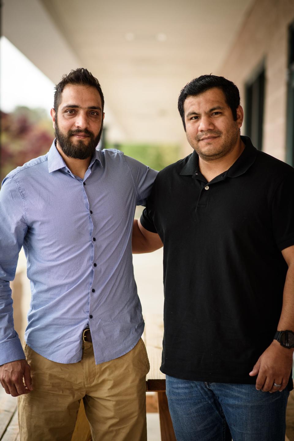 Rafi, left, who was wounded while serving alongside American service members has relocated to Fayetteville. Emanuel "Manny" Munguia, right, is a Special Forces soldier, who served alongside Rafi, is helping and advocating on Rafi's behalf in the U.S. 