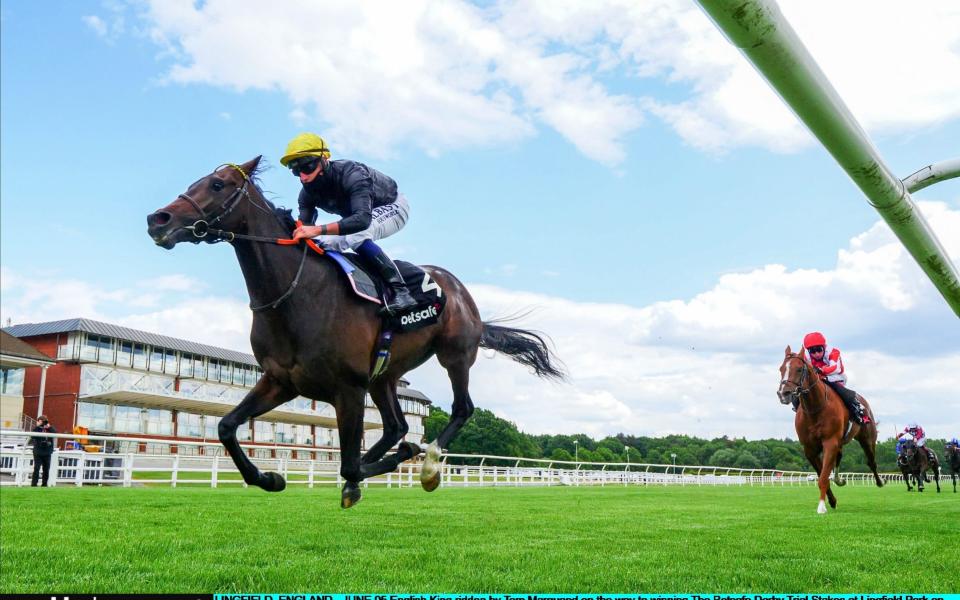 English King ridden by Tom Marquand on the way to winning The Betsafe Derby Trial Stakes at Lingfield Park on June 05, 2020 in Lingfield, E - Getty Images Europe 