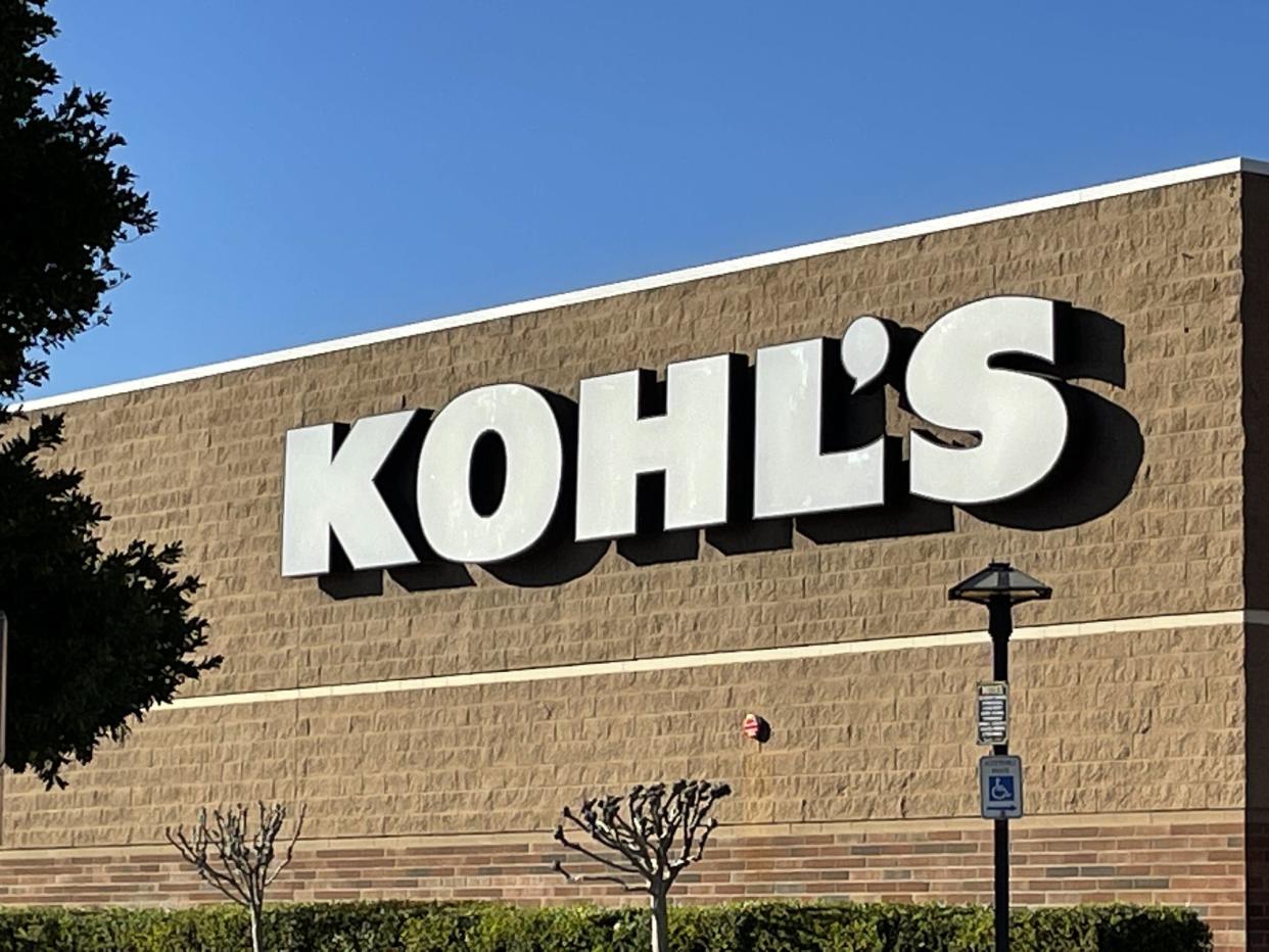 Fresno, United States – February 22, 2021: Photo of Kohl's sign outside on the sbuilding