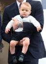 <p>Prince George learned to walk in a pair of navy t-bar shoes which mums across the nation soon fell for. And many will be pleased to learn that they’re <em>still</em> in stock. <em>[Photo: Getty]</em> </p>