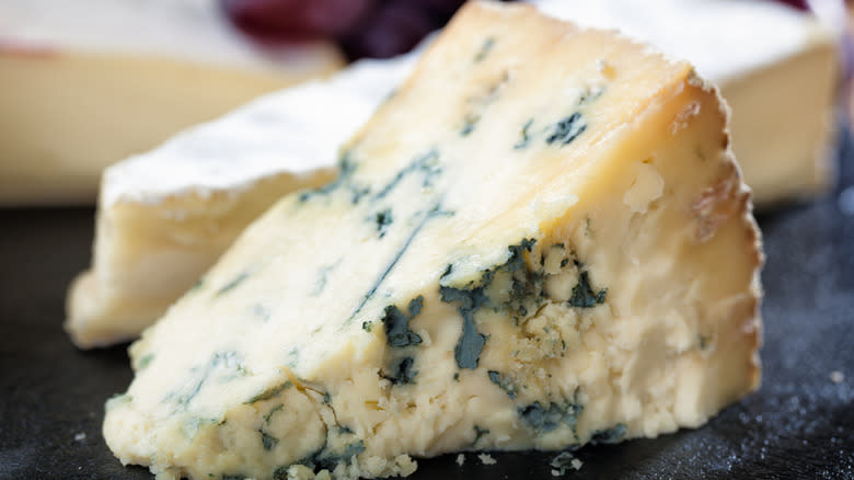 A wedge of blue cheese