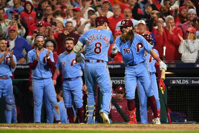 Why are the Phillies wearing blue uniforms in the World Series? 