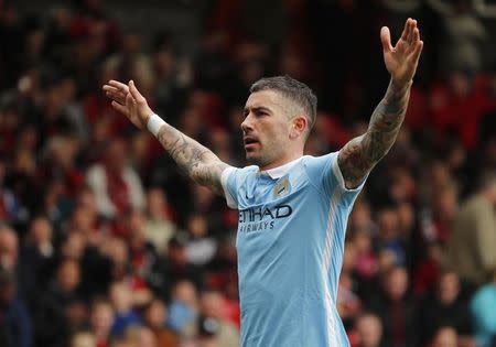 Football Soccer - AFC Bournemouth v Manchester City - Barclays Premier League - Vitality Stadium - 2/4/16. Aleksandar Kolarov celebrates scoring the fourth goal for Manchester City. Reuters/Eddie Keogh/Livepic