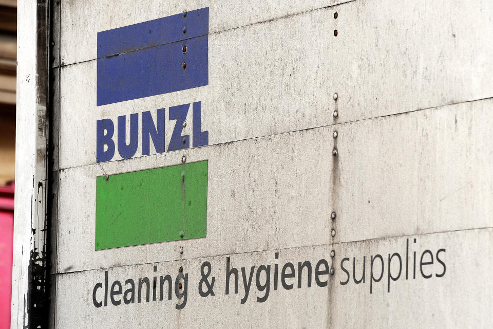 BUNZL logo on the side of a van in the City of London. Photo: John Stillwell/PA via Getty