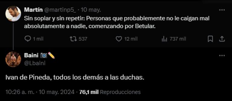 Iván de Pineda fue incluido en un hilo de Twitter de las personas que no les caen mal a 