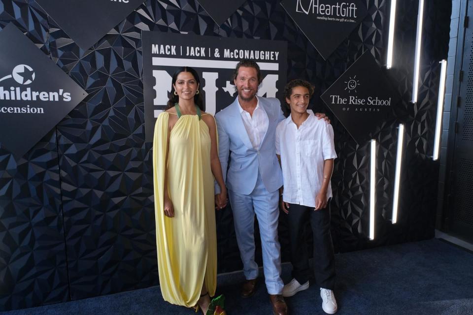 PHOTO: In this April 27, 2023, file photo, Camila Alves McConaughey, Matthew McConaughey and Levi Alves McConaughey attend an event in Austin, Texas. (Hubert Vestil/Getty Images, FILE)