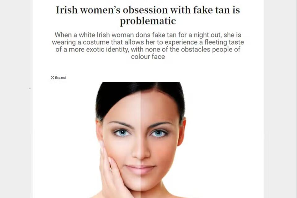 The Irish Times finds this fake column piece, and the photo of the person who wrote it, was produced using generative AI  (The Irish Times)