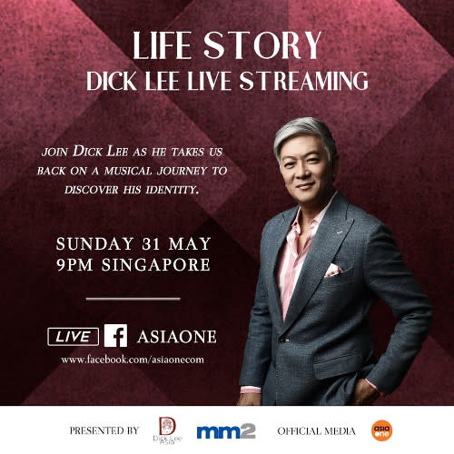  Dick Lee shares this on his social media, inviting fans to his special livestream concert.