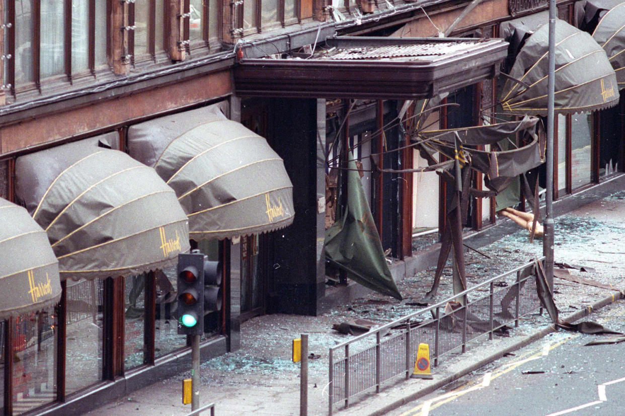 Attack: a car bomb planted by the IRA exploded near the side entrance of Harrods in 1983: Alice Dunhill/Reuters