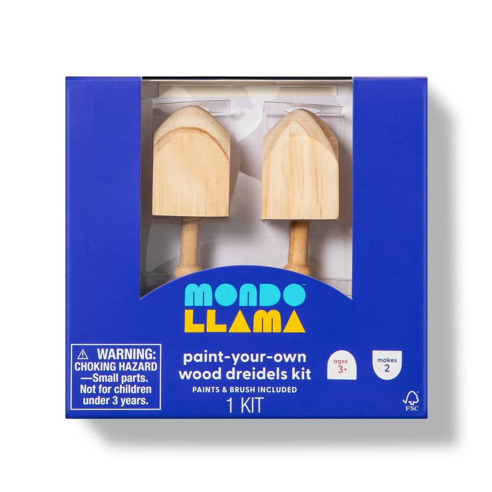 Mondo Llama Hanukkah Paint-Your-Own Wood Dreidels Kit (Target / Target)