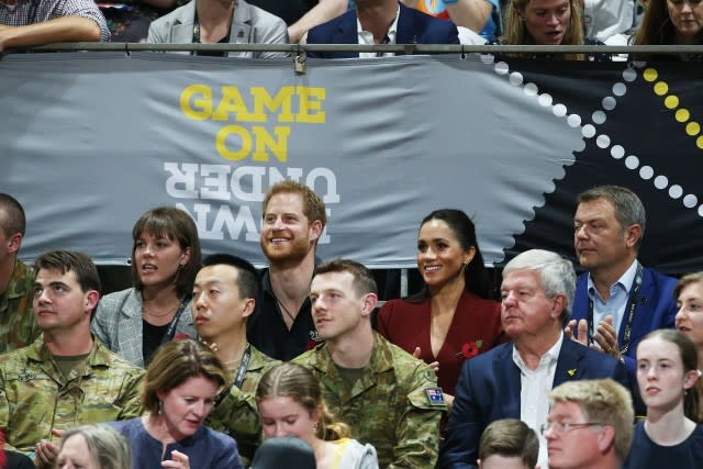 The couple received a warm welcome when arriving to the wheelchair basketball final on Saturday.