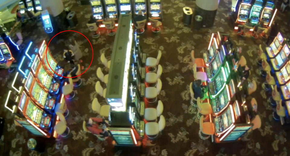 The girl seen playing a pokie machine on CCTV footage. 