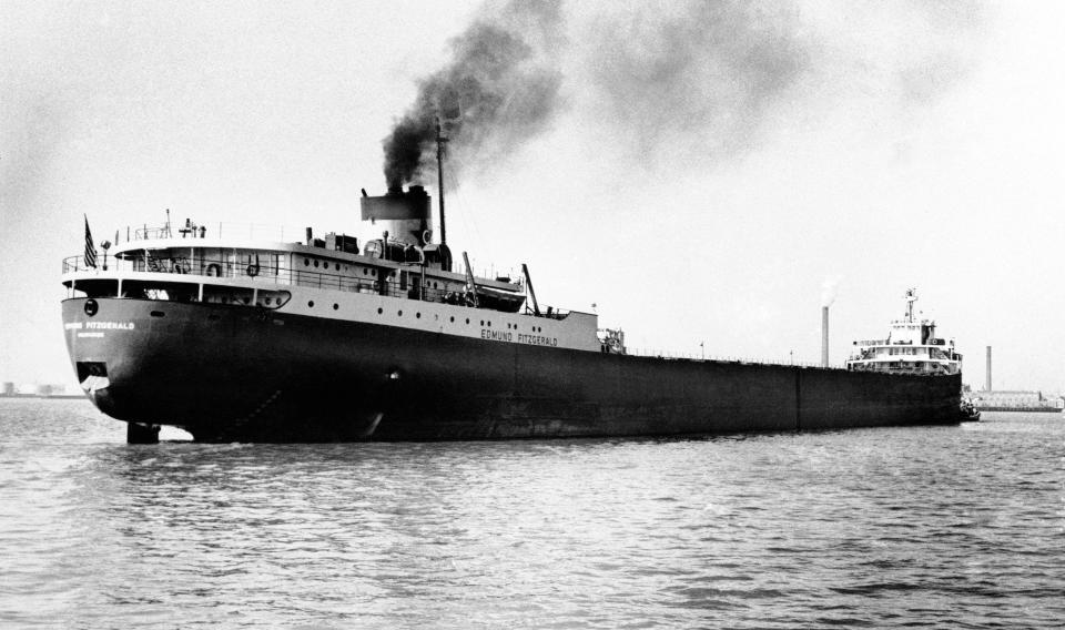 A 1959 file photo shows the Great Lakes freighter Edmund Fitzgerald, which disappeared Nov. 10, 1975, in a storm on Lake Superior.